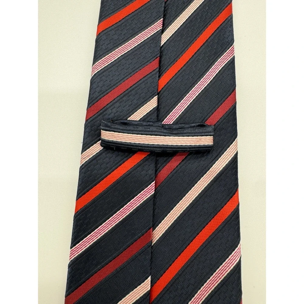 Imani Uomo Tie Black Red White Striped Classic Diagonal Stripe Men's Tie